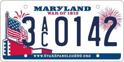 MD license plate 3AC0142