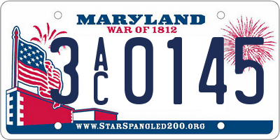 MD license plate 3AC0145