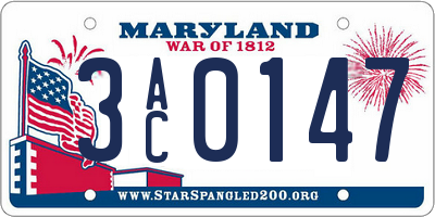 MD license plate 3AC0147