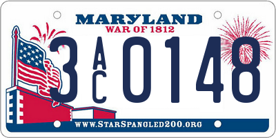 MD license plate 3AC0148