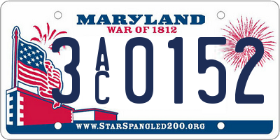 MD license plate 3AC0152