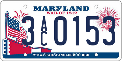 MD license plate 3AC0153