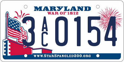MD license plate 3AC0154
