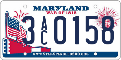 MD license plate 3AC0158