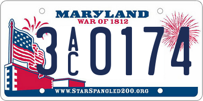 MD license plate 3AC0174