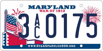 MD license plate 3AC0175