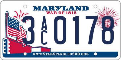 MD license plate 3AC0178