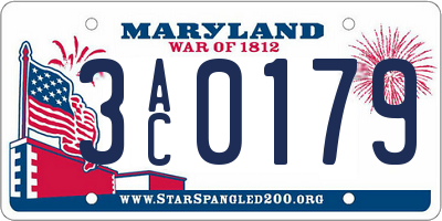 MD license plate 3AC0179