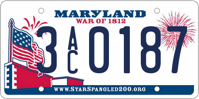 MD license plate 3AC0187