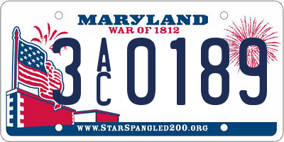 MD license plate 3AC0189