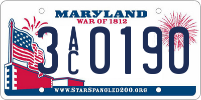 MD license plate 3AC0190