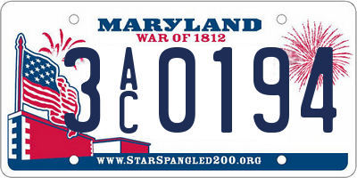 MD license plate 3AC0194
