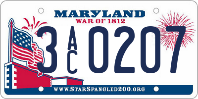 MD license plate 3AC0207