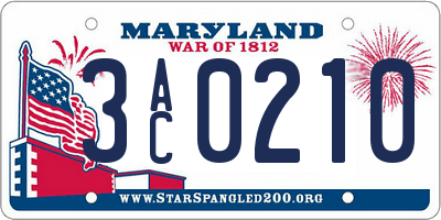 MD license plate 3AC0210