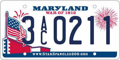 MD license plate 3AC0211
