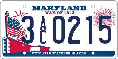MD license plate 3AC0215