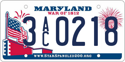 MD license plate 3AC0218