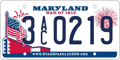 MD license plate 3AC0219