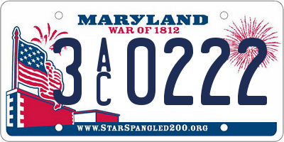 MD license plate 3AC0222