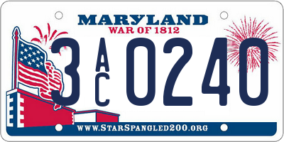 MD license plate 3AC0240