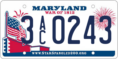 MD license plate 3AC0243