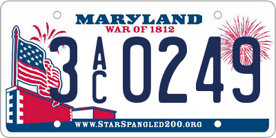 MD license plate 3AC0249