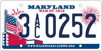 MD license plate 3AC0252