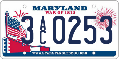 MD license plate 3AC0253