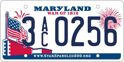 MD license plate 3AC0256