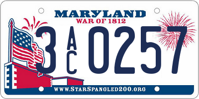 MD license plate 3AC0257