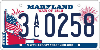 MD license plate 3AC0258