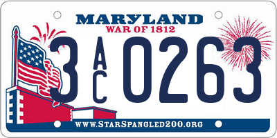 MD license plate 3AC0263