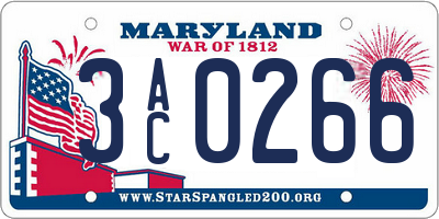 MD license plate 3AC0266