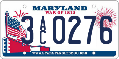 MD license plate 3AC0276