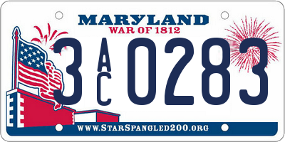 MD license plate 3AC0283