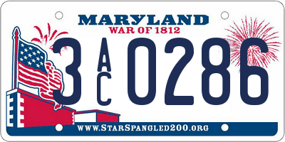 MD license plate 3AC0286