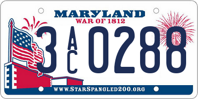 MD license plate 3AC0288