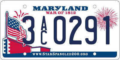 MD license plate 3AC0291