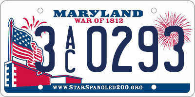 MD license plate 3AC0293