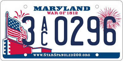 MD license plate 3AC0296