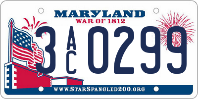 MD license plate 3AC0299