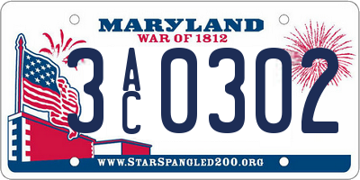 MD license plate 3AC0302