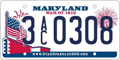 MD license plate 3AC0308