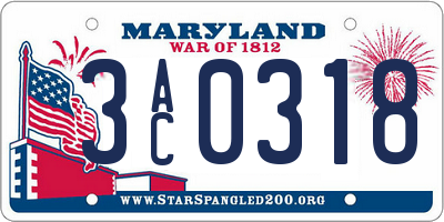 MD license plate 3AC0318