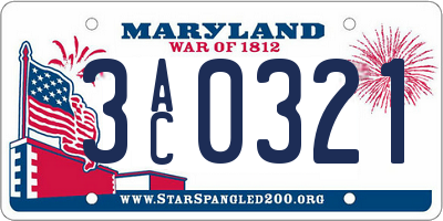 MD license plate 3AC0321