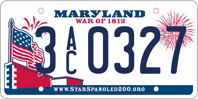 MD license plate 3AC0327