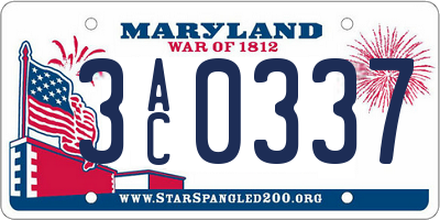 MD license plate 3AC0337