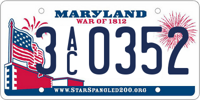 MD license plate 3AC0352