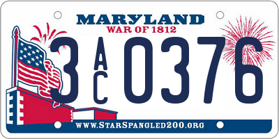 MD license plate 3AC0376