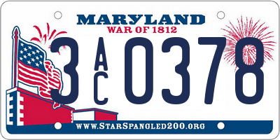 MD license plate 3AC0378
